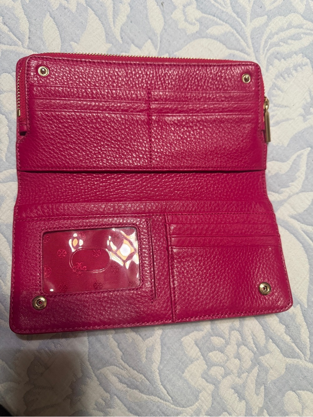 Tory Burch Hot Pink Pebbled Leather Continental Wallet